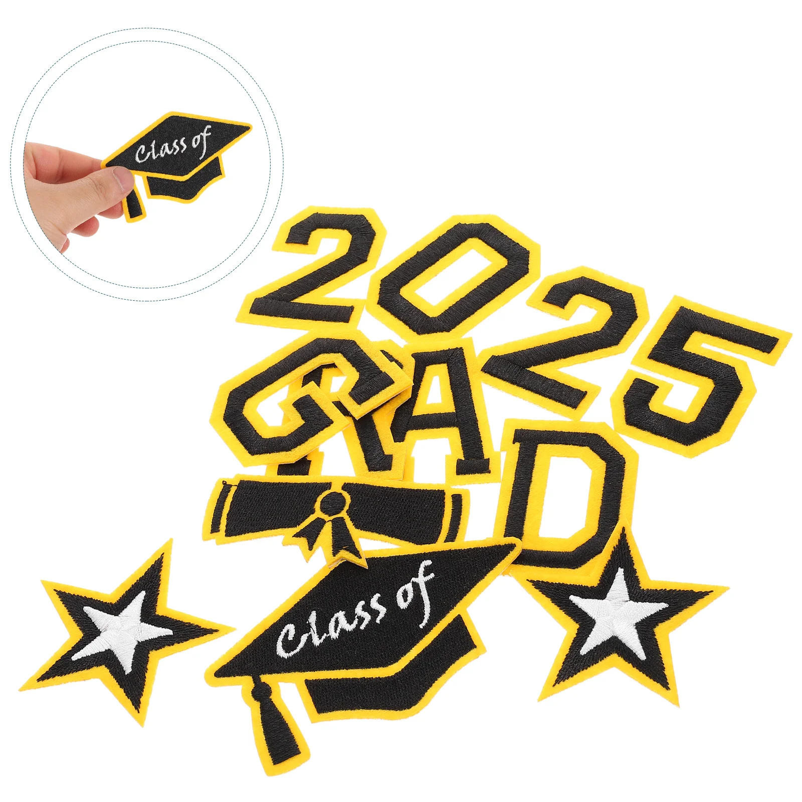 

1 Set 2025 Graduation Embroidered Patches Iron On Applique For Backpacks Hats Jackets Clothing Diy Repairing Decorative Fabric