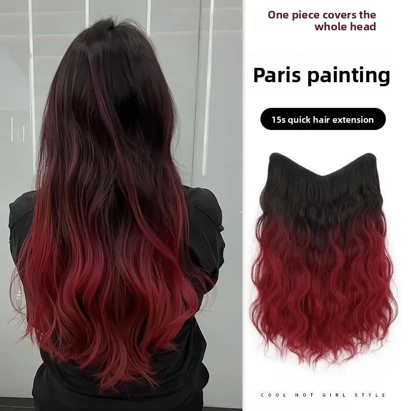 Цельный парик Париж с градиентным крашением, длинными прямыми волосами и пушистыми водяными брижами.