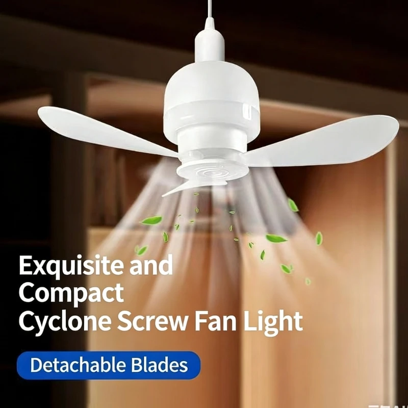 E27 Socket Detachable Bulb Fan Speed Bedroom Hanging Ceiling Fan With LED Light for Home,Worksho,Garage,Bedroom