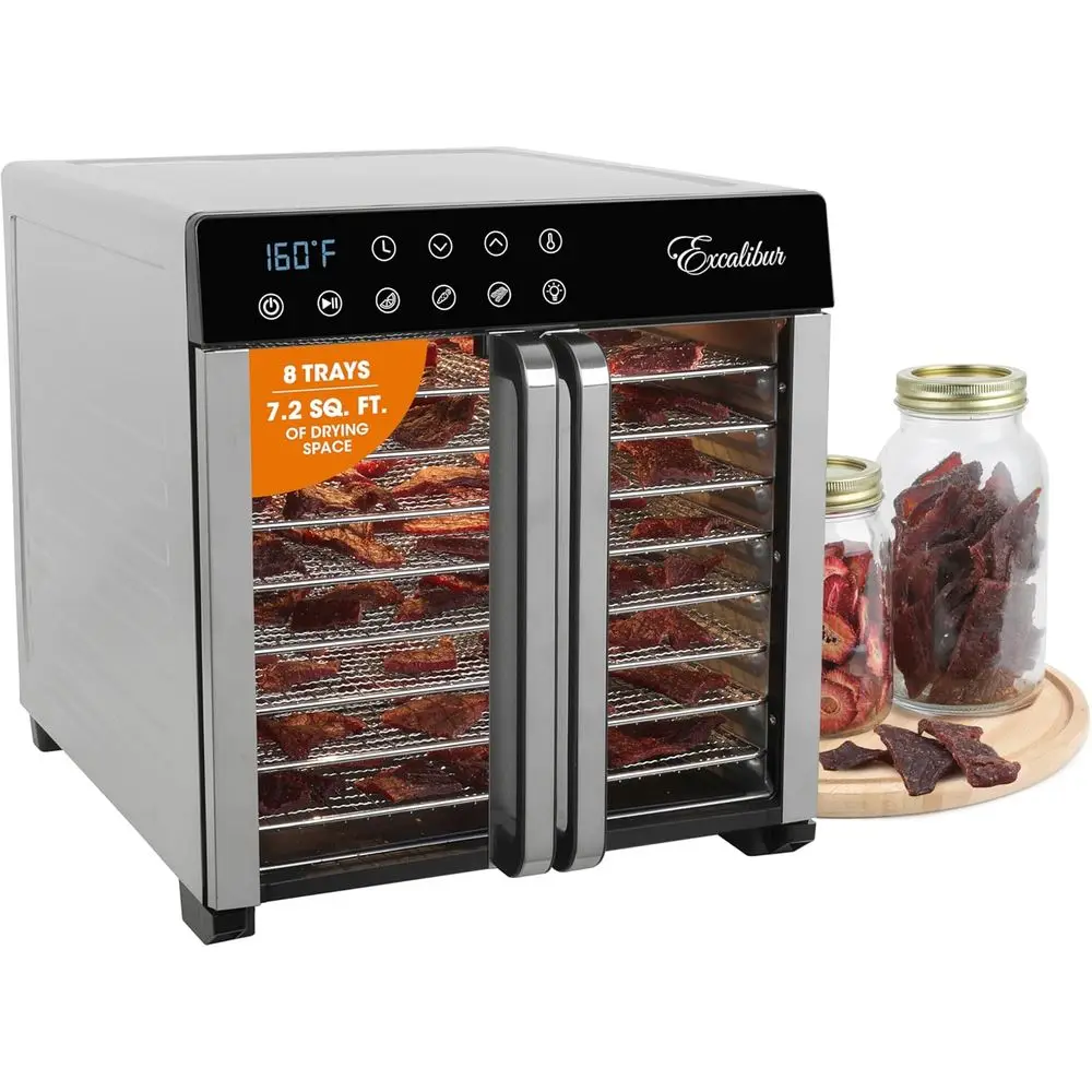 

8-Tray Food Dehydrator with 7.2 Cu. Ft. Drying Space, Adjustable Temperature and 80-Hour Timer