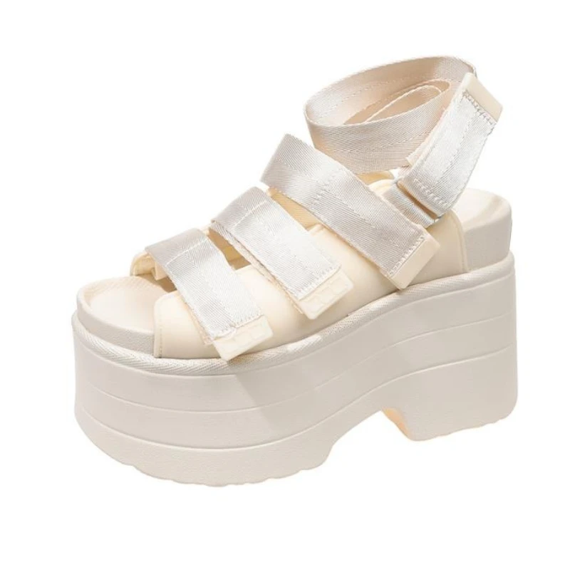 

11CM High Platform Sandals Women Summer Hidden Heel Casual Mules Shoes Female Outside Beach Slipper Breathable Chunky Sneakers