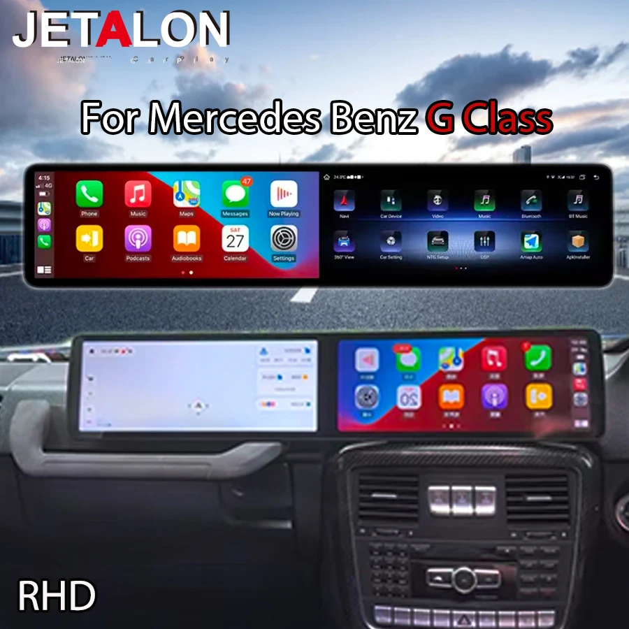 

Двойной экран RHD для Mercedes Benz G Class G350 G500 W463 2018-2025 Android Auto Мультимедиа Стерео Автомобильный радиоприемник Навигация Carplay