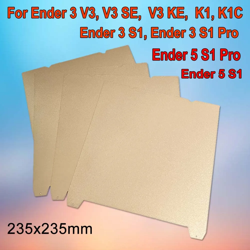 

For Ender 3 V3/ V3 SE/ V3 KE PEI Sheet Build Plate 235x235mm Magnetic K1C Spring Steel Sheet for Creality K1 Ender 3/5 S1 Pro