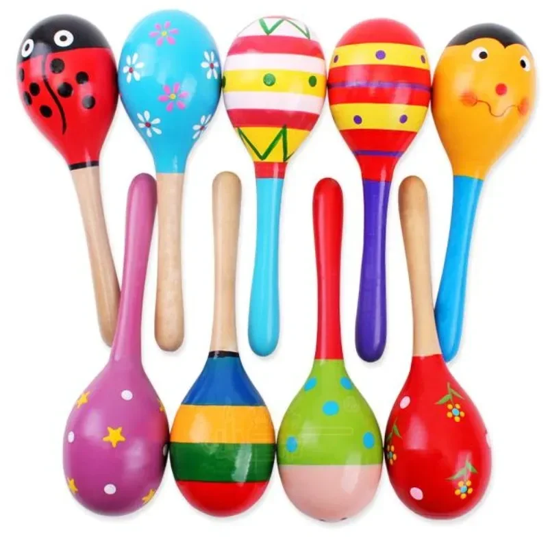 New Colorful Rainbow Hand Held Bell Stick Wooden Percussion Musical Toy for Party Kids Game Wholesale Retail Musical Instrument