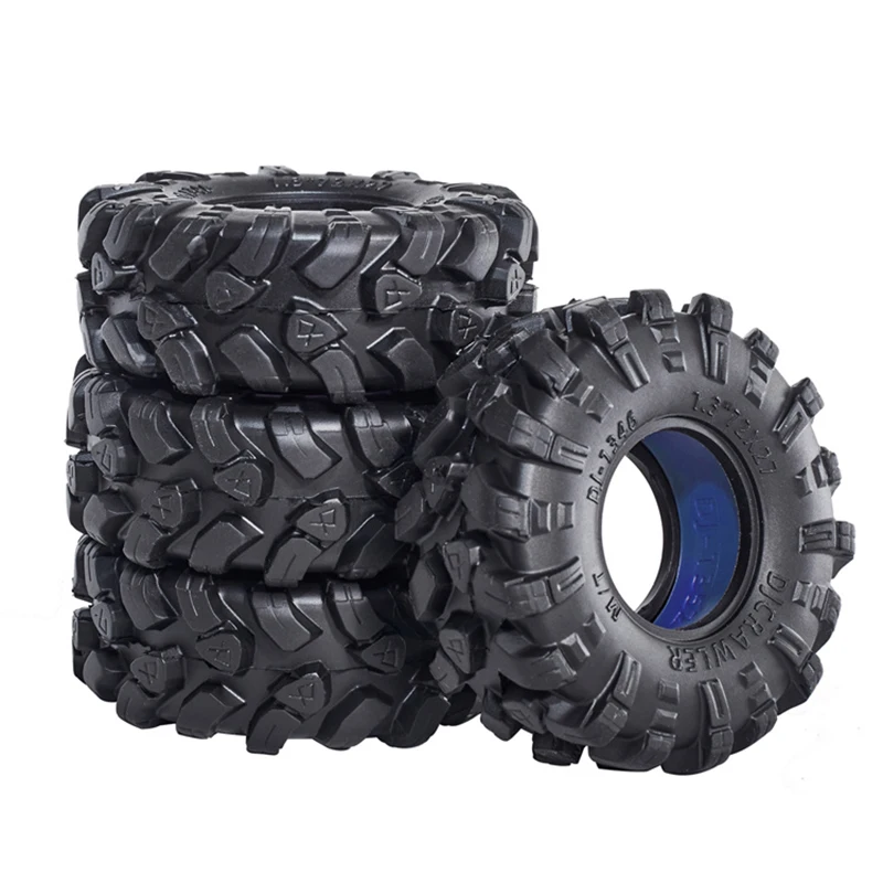 4PCS 1.3 Inch Mud Tires with Silicone Double-section Sponge for 1/18 RC Crawler TRX4-M SCX24 FMS Upgrade Parts