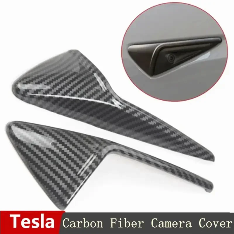 Copertura della fotocamera laterale in vera fibra di carbonio al 100% per accessori adesivi per pannelli in foglia Tesla Model 3 Highland 2024