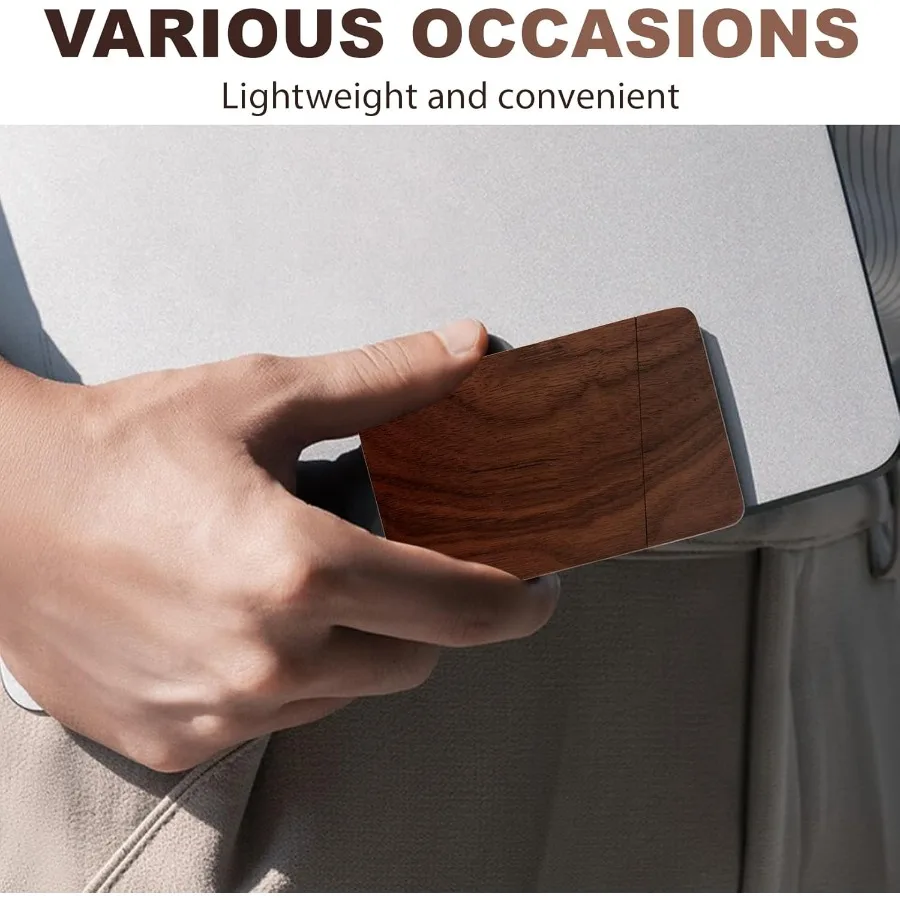 حافظة حامل بطاقات العمل الخشبية، إغلاق مغناطيسي، حامل بطاقات خشبي محمول خفيف الوزن مصنوع يدويًا #6