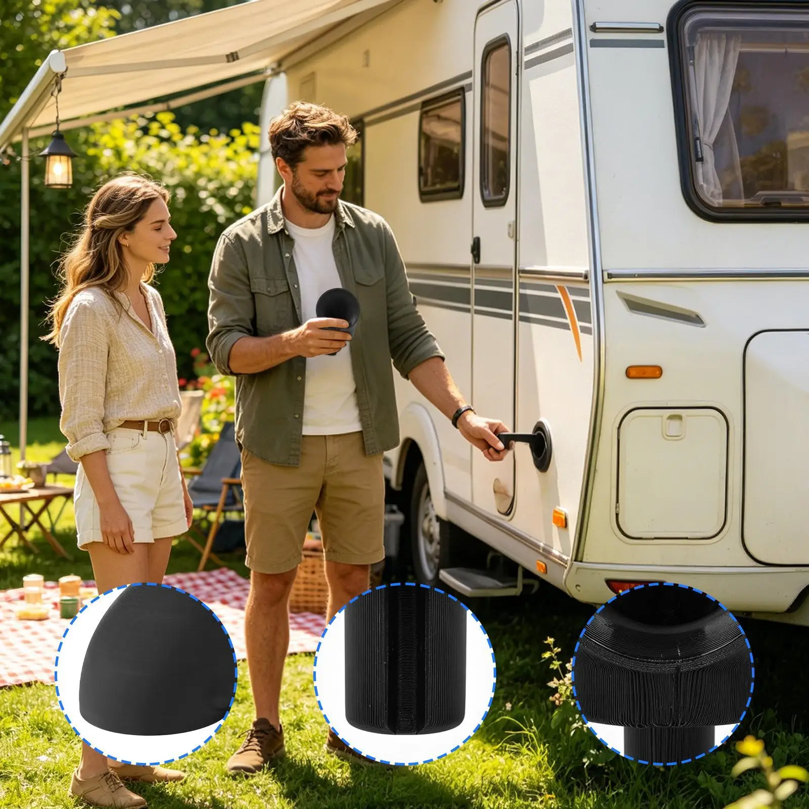 

RV Vehicle Water Filling Funnel, Anti-Spill Wide Mouth Design, Portable Tank Filler for Trailer Van Outdoor Travel Camping