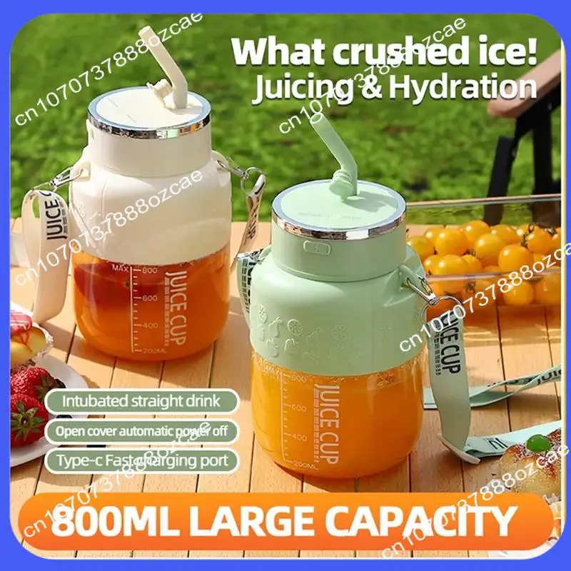 A26P دلو عصير لاسلكي محمول كهربائي 800 مل كوب عصارة فواكه طازجة بسعة كبيرة و10 شفرات من الفولاذ المقاوم للصدأ