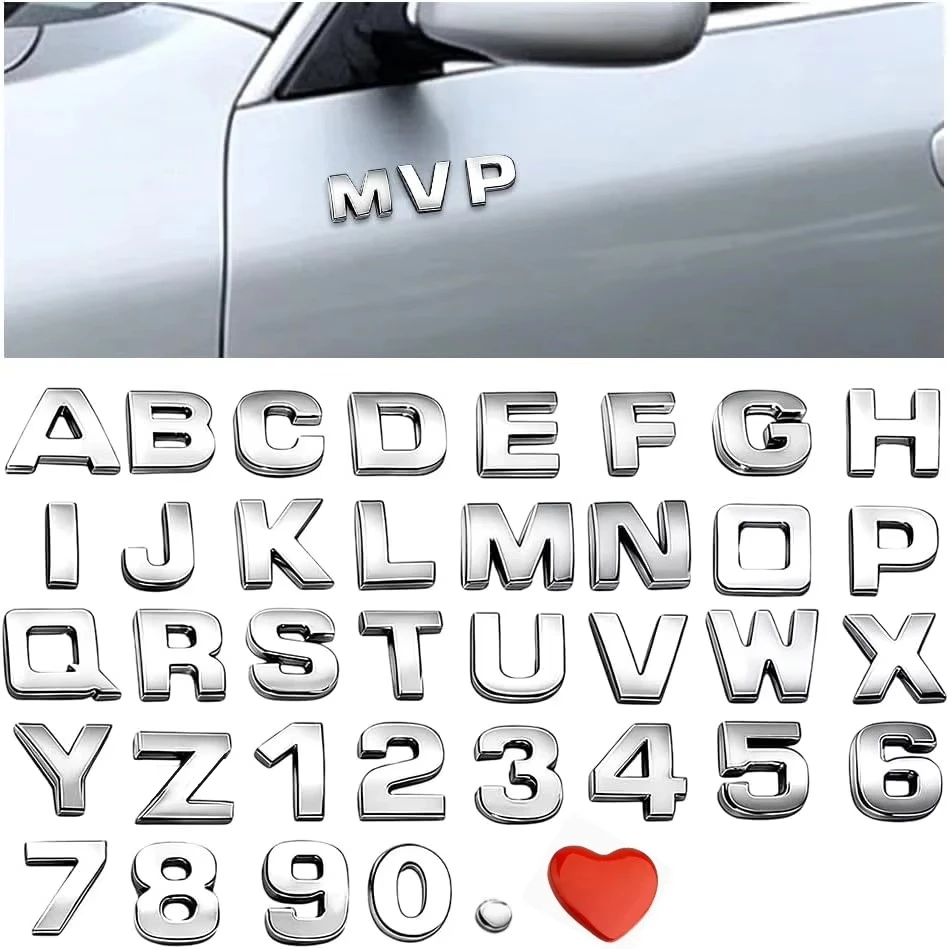 38PCS Car Emblem Stickers 3D Waterproof Adhesive Badge Waterproof Decals Tailgate Trunk Decor Universal Truck SUV Sedan