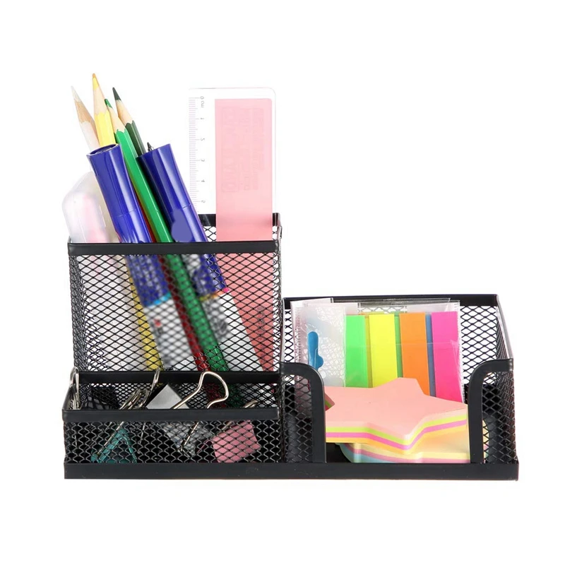 12PCS Metal Desk Organization Pen Holder Organizer Office Pencil Holders Multifunctional Storage Black Metal Mesh