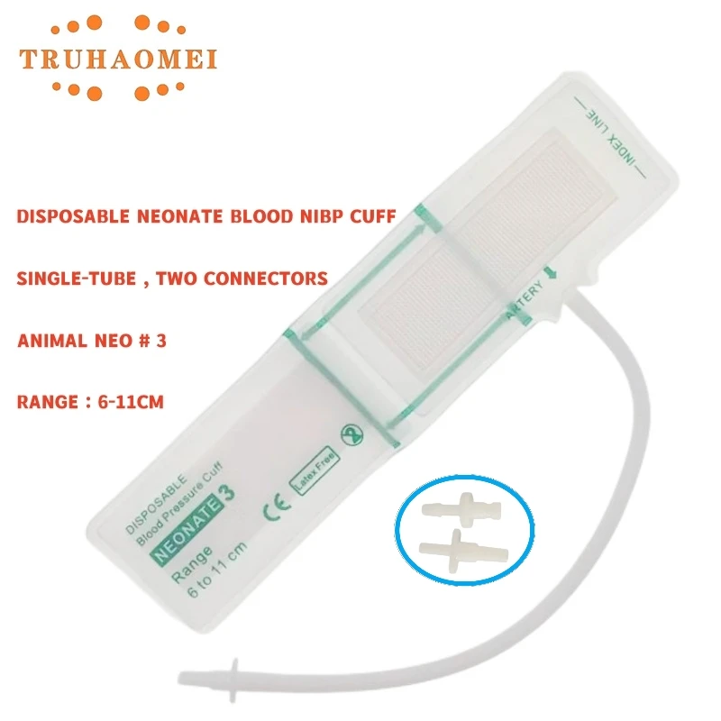 Manchette de pression artérielle pour moniteur de diagnostic du patient néonatal, utilisé par l\'homme, poulet, tuyau unique, taille NIBP