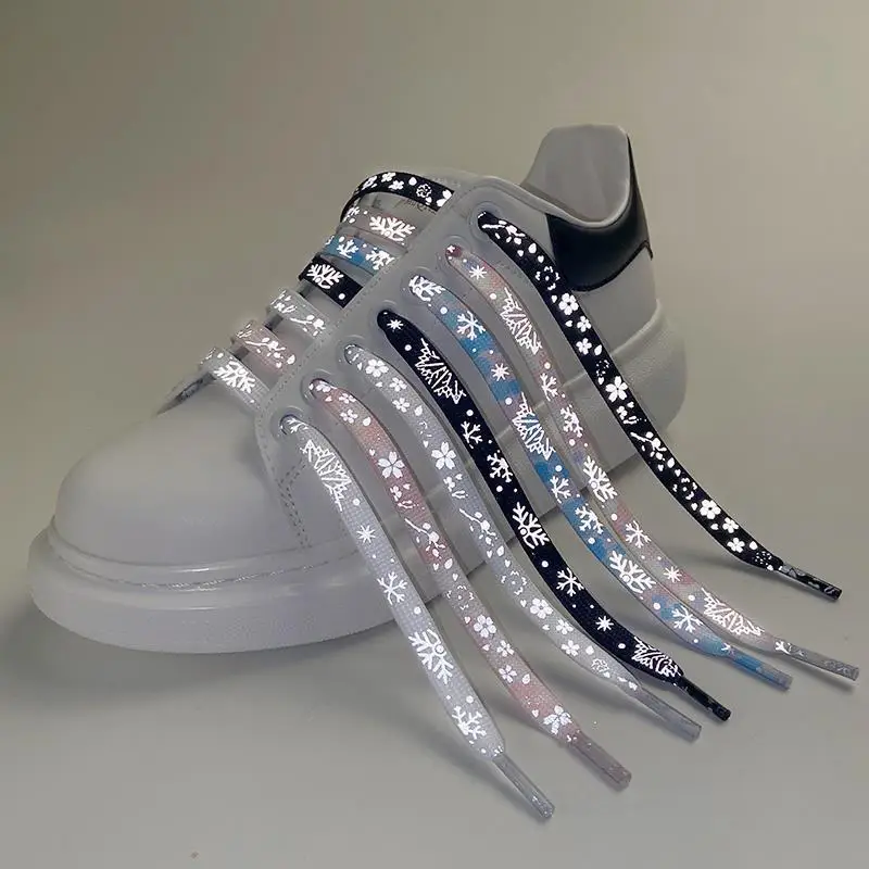 

Reflective Shoelaces Casual Sneakers Decoration for Men's and Women's Cherry Blossom Pink Blue Flat Shoe Laces Shoes Accessories