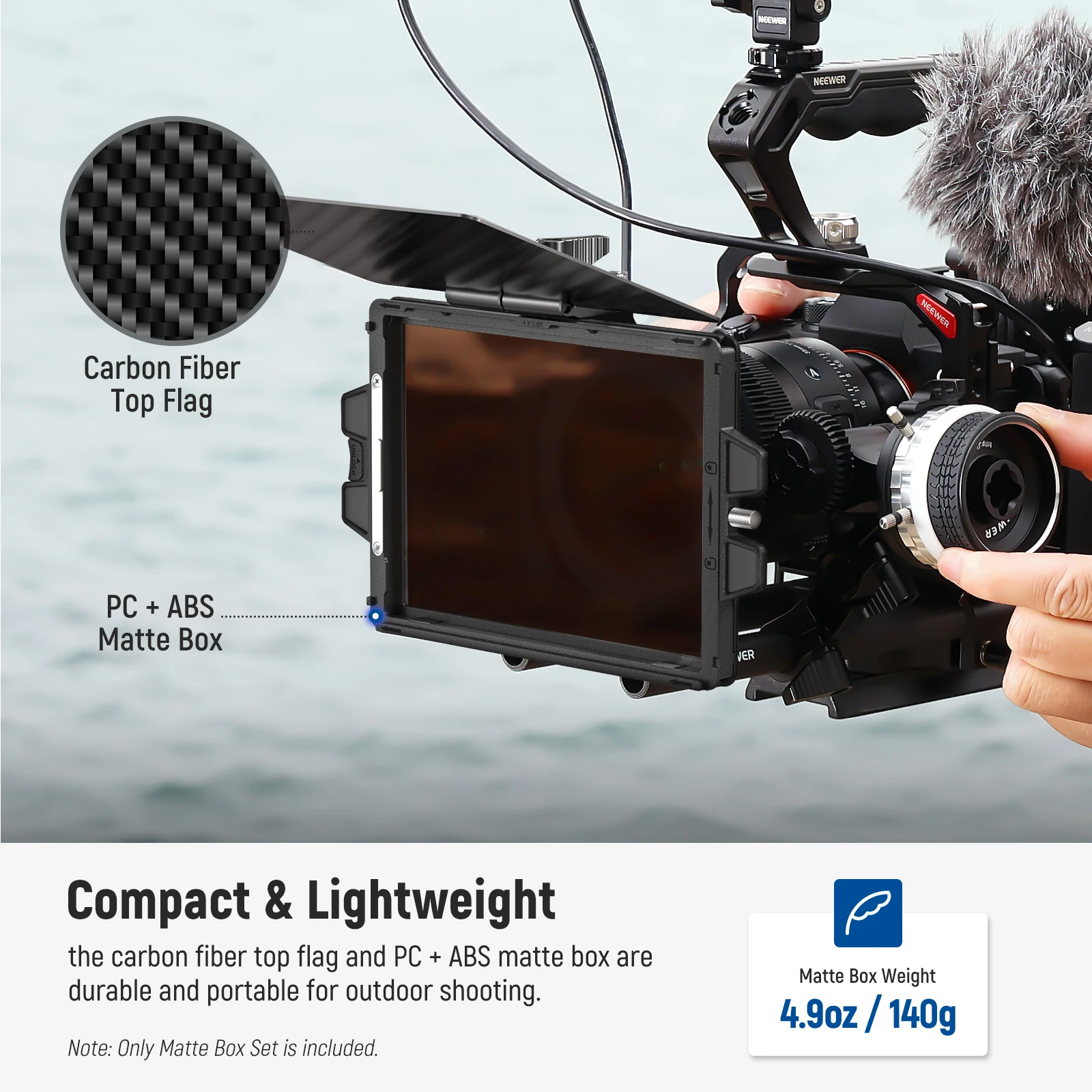 NEEWER PG002 Mini Matte Box mit 4 "x 5,65" Filter Fach Carbon Faser Flagge Für K&F NISI TIFFEN Kino Filte Für 67/72/77/82mm Objektiv – Detail 5
