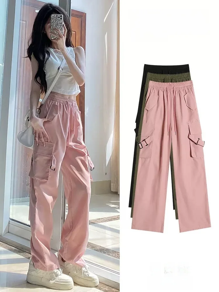 

Женские летние тонкие свободные повседневные брюки Bla с высокой талией и широкими штанинами, быстросохнущие спортивные брюки свободного кроя