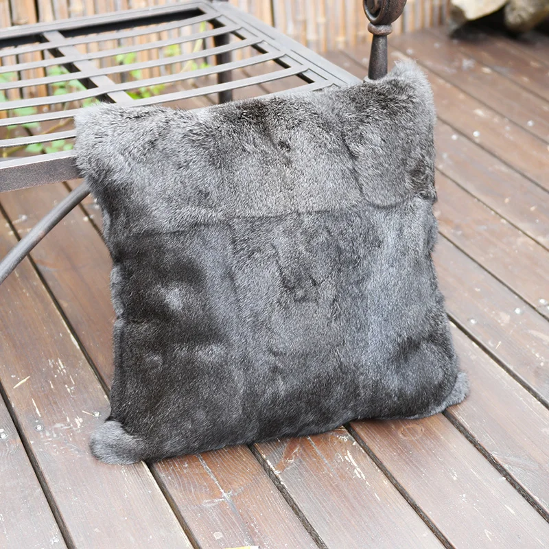 Free Shipping CX-D-39B/Z Soft Classic Genuine Rabbit Fur Cushion Plush Decorative Pillow Softness Comfortable Home Decor