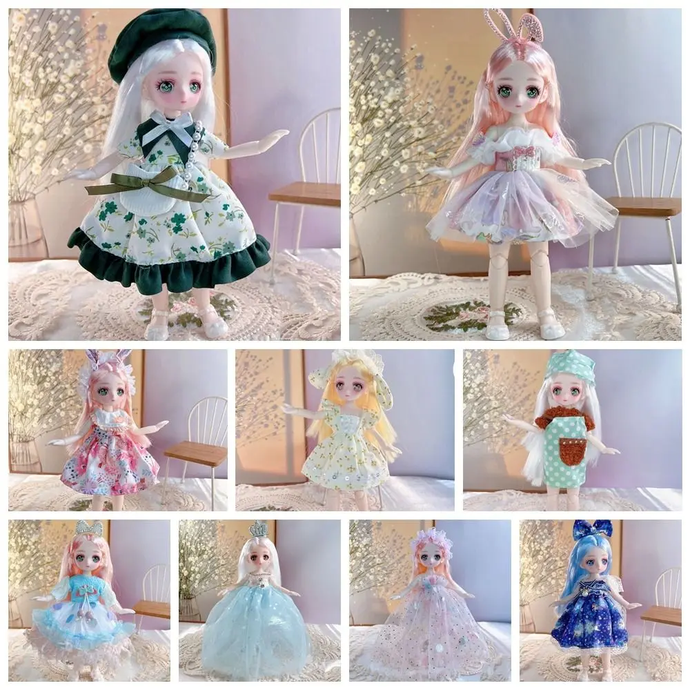 with Clothes BJD Doll 3D Eyes Dress Up Simulated Eye Hinge Doll 1/6 BJD Cute Removable Joints Doll Girls Gifts