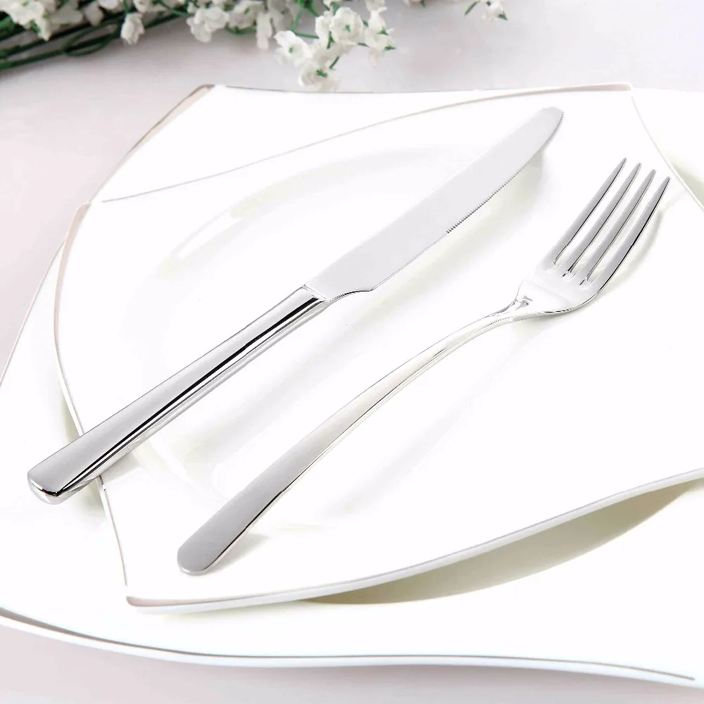 Cozy Zone Cutlery Set Stainless Steel 24 Pcs Dinner Classic Beautiful Tableware Knife Fork Dinnerware Quality Dining