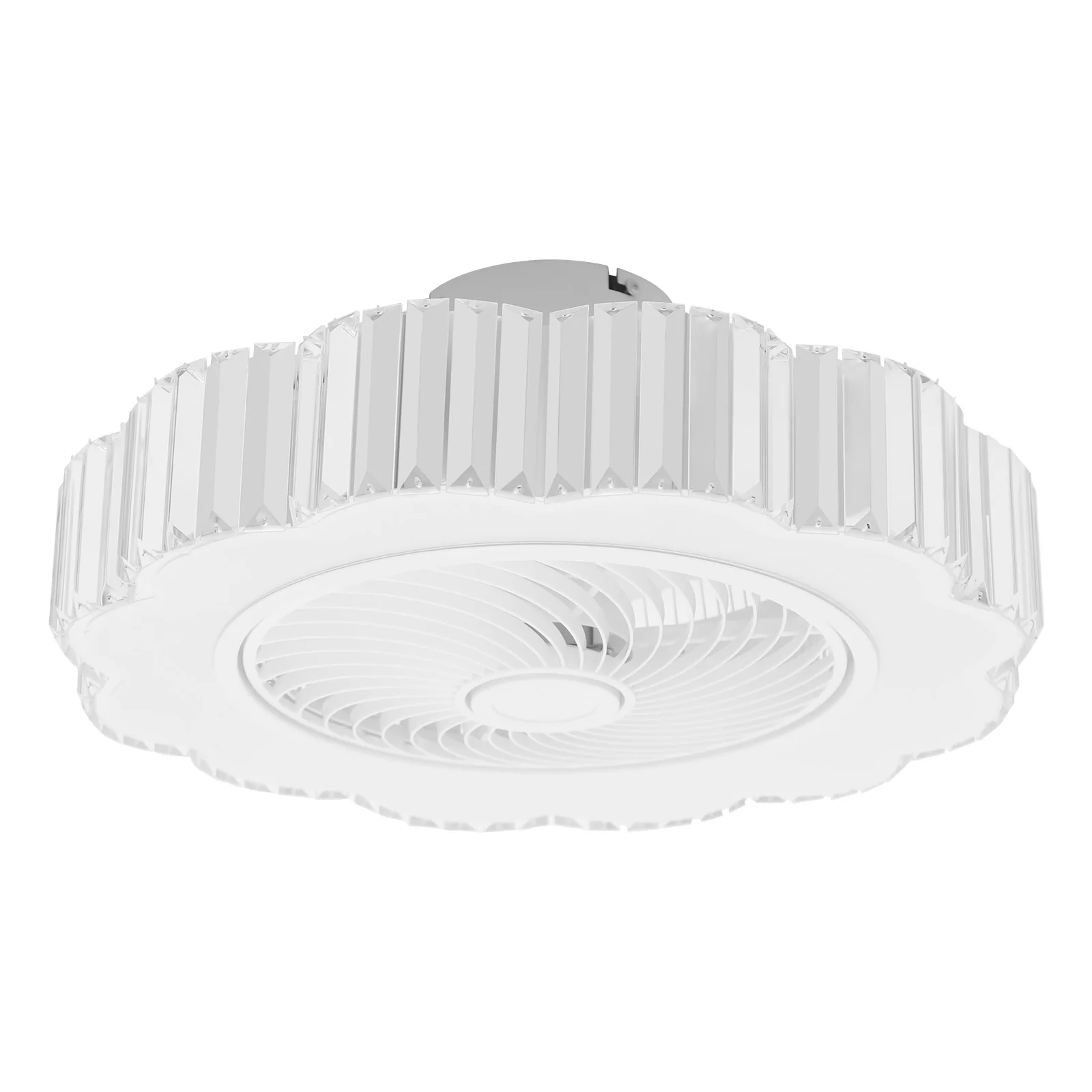 Ceiling Fan, Crystal Pendant Light, 23in 3 Color 6 Speed Reversible Remote Quiet LED Chandelier Lamp for Living Room Dining Room Bedroom Decor