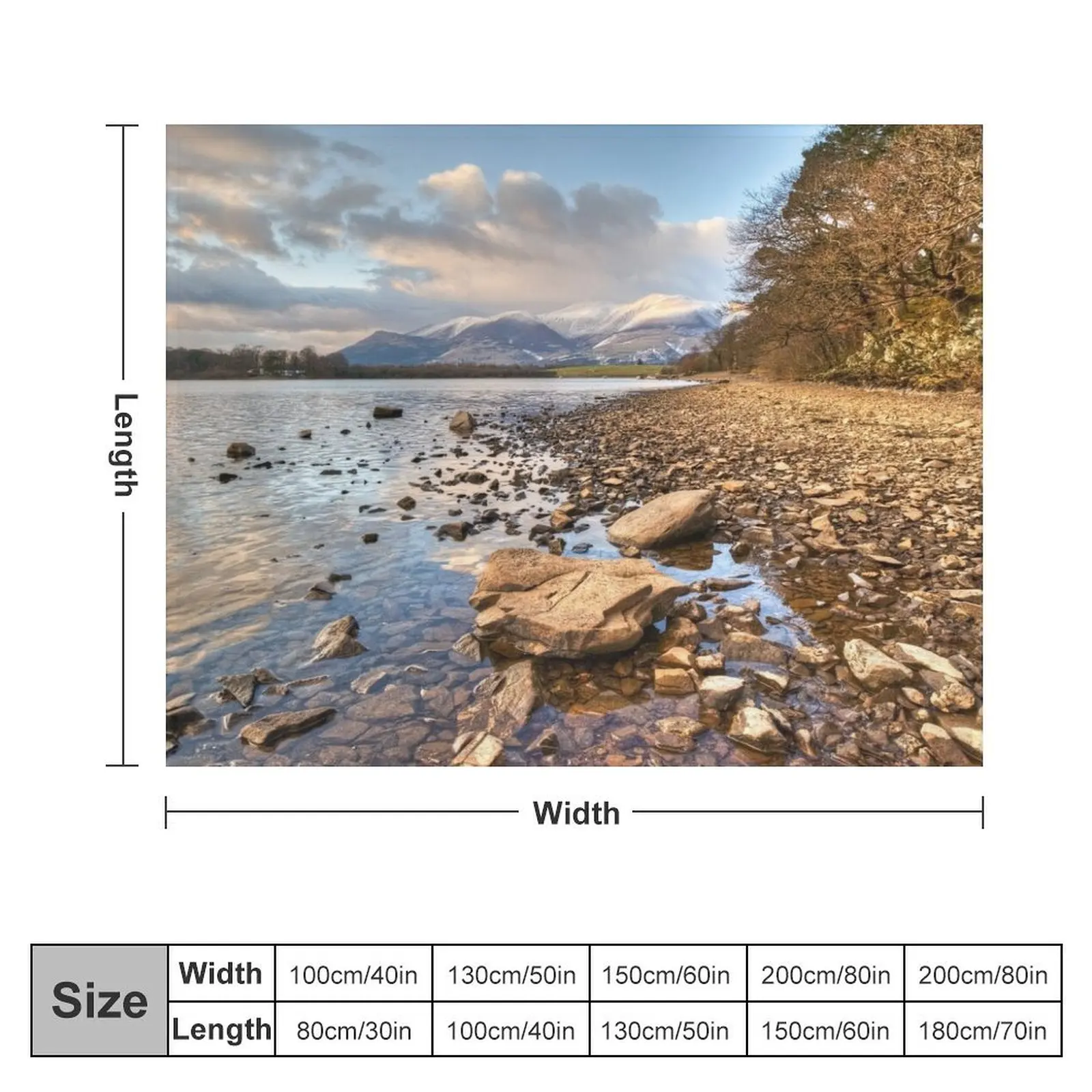 Skiddaw From Derwentwater Throw Blanket Designers Beach valentine gift ideas Bed linens Blankets