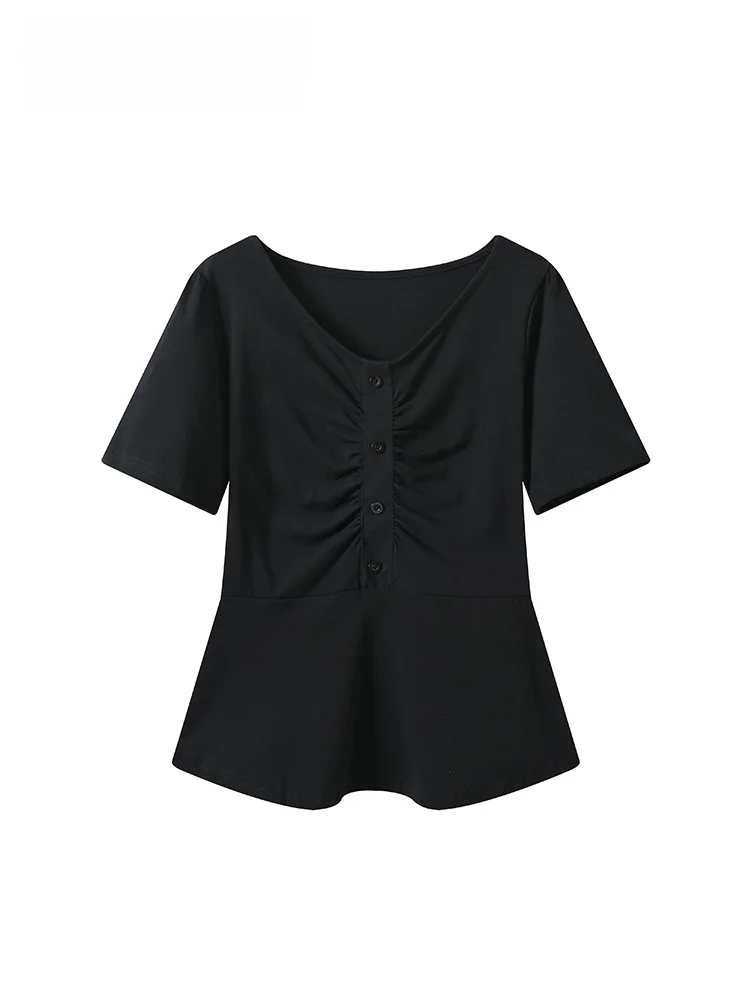 

plus Size Women's Short Sleeve T-Shirt Korean Style Casual Versatile Loose Fit Summer Fashion Big Sister Appropriate Shoulder