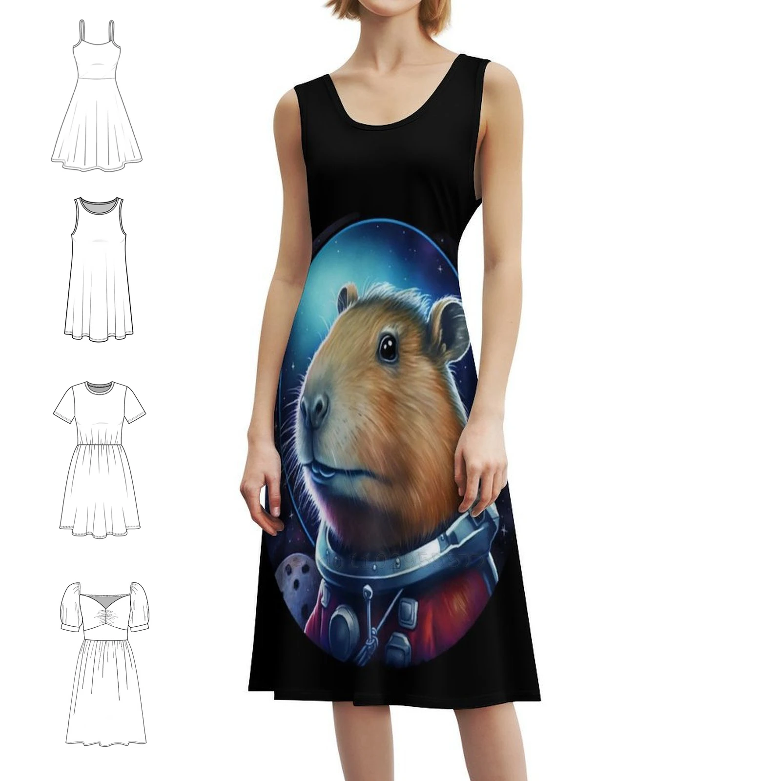 

Astronaut Capybara In Space Boho Chic Dress Elegant Fashion Beach Wedding Party Gown Capybara Cute Moon Animal Capybaras Female