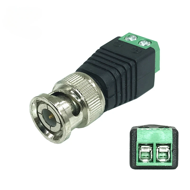 10pcs Male Metal BNC Connector with DC Connector Plug Screw Terminal  UTP Video Balun for CCTV Surveillance Camera CCTV system