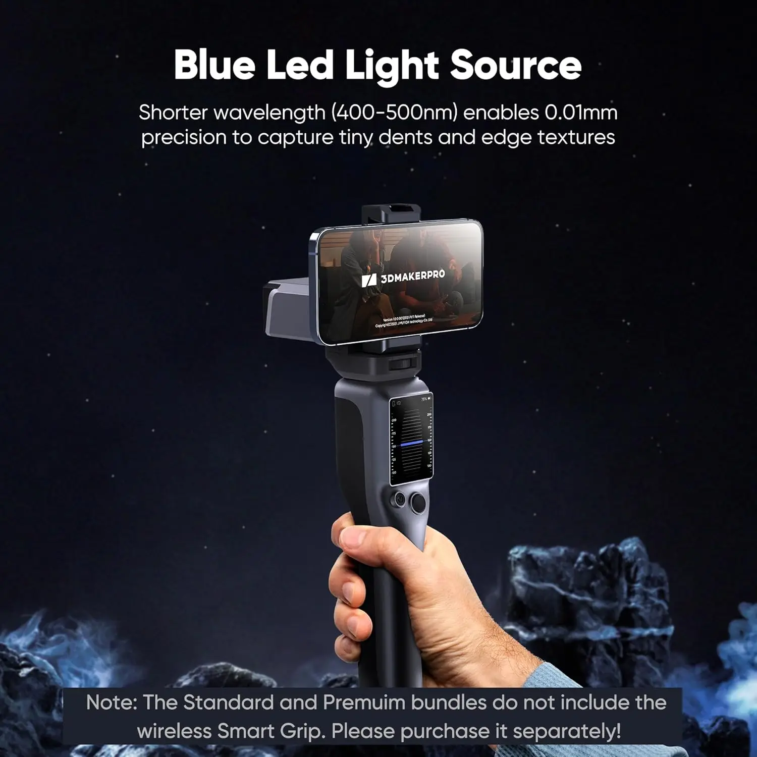 3DMakerpro 3D Scanner Seal Lite, Small-Format 3D Scanners for Printing, Blue Led Light Source, , Up to 0.02mm Accuracy