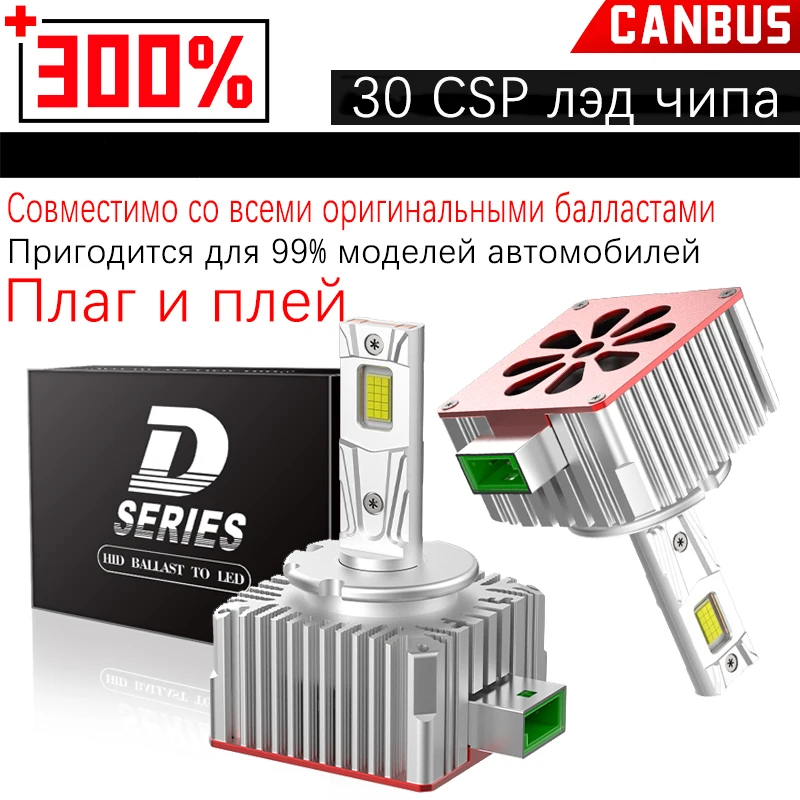 2PCS D1S D3S LED Fari Auto Lampadine Turbo Luci D2S/R D4S/R D5S D8S Bianco 30000LM Faro HID Kit di Conversione Plug & Play 12V