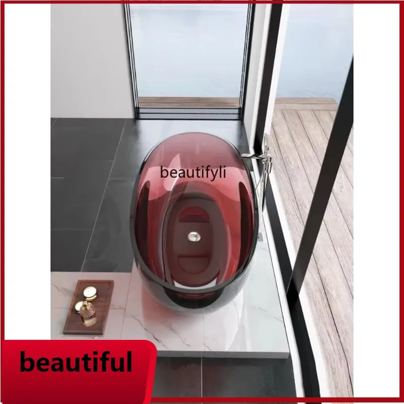 

F356 Pure Acrylic Transparent Bathtub for Home Use, Colorful Crystal Resin Small Apartment Hotel Double Bath Tub Basin