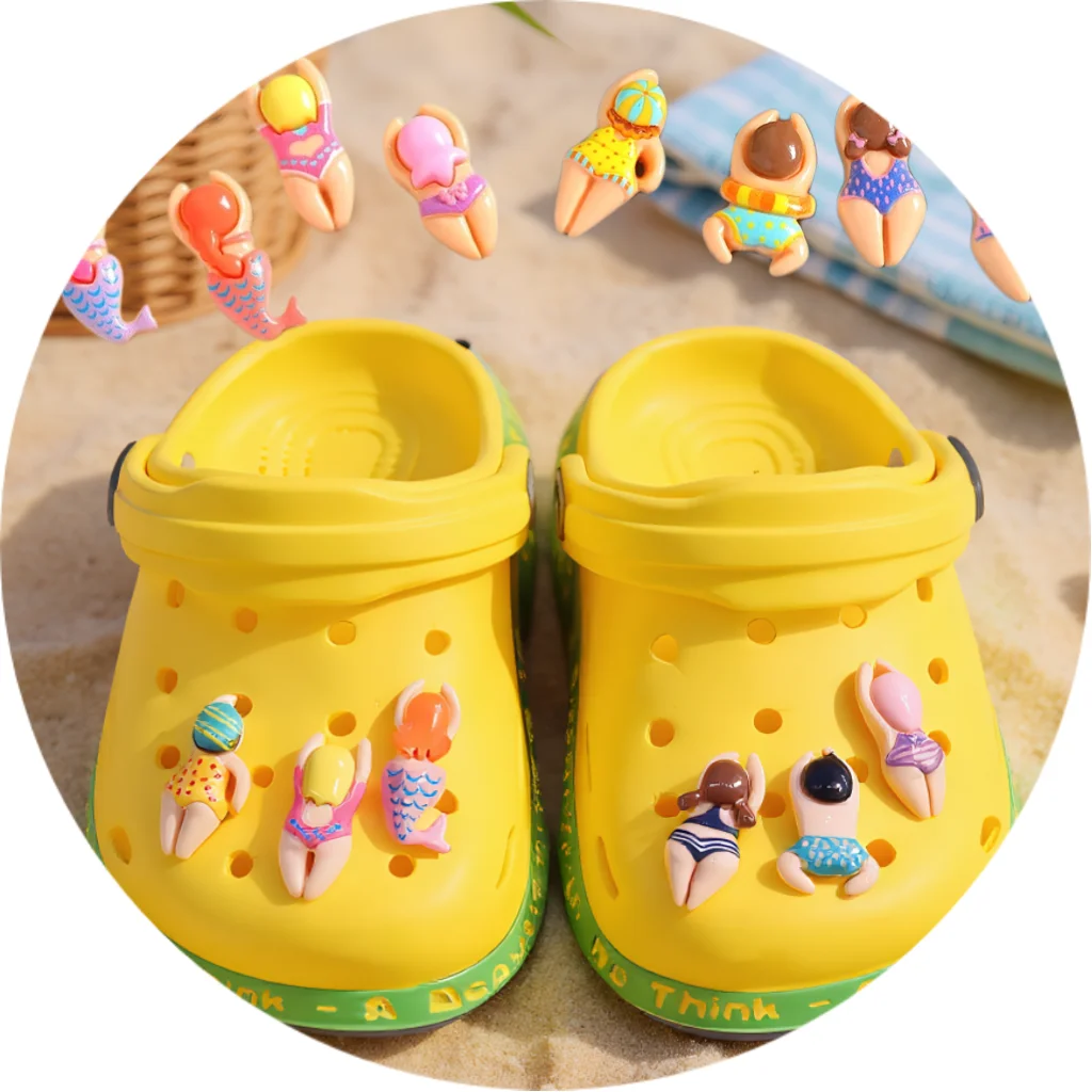 

6Pcs Swimming Boys Girls Sports Resin Shoes Charms Ornaments DIY Funny Sandals Accessories X-mas Party Gifts for Girls Boys