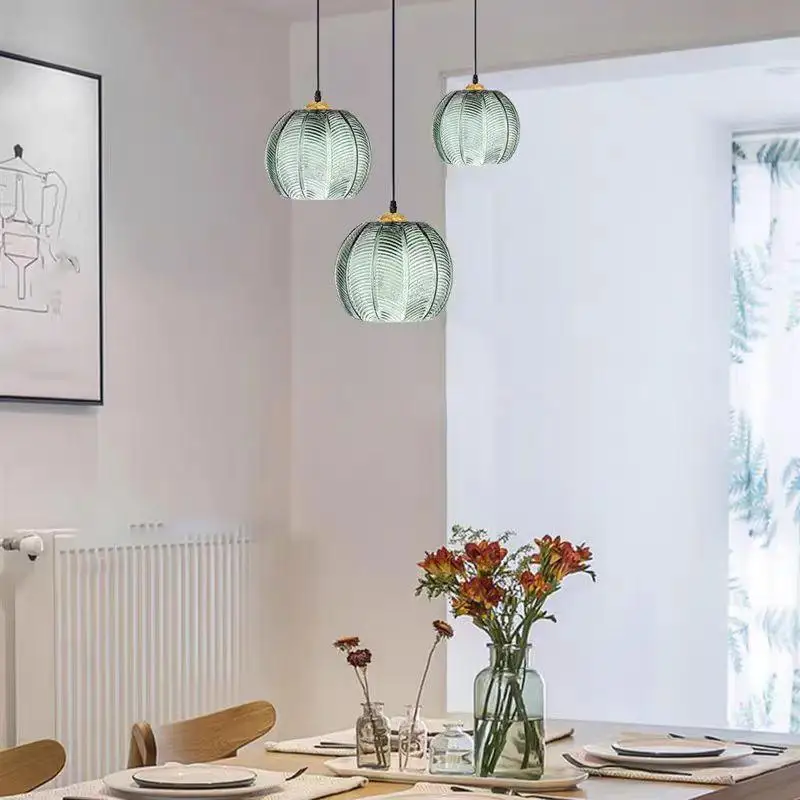 

Modern minimalist homestay bar counter restaurant chandelier creative hotel study bedroom leaf patterned glass pendant light