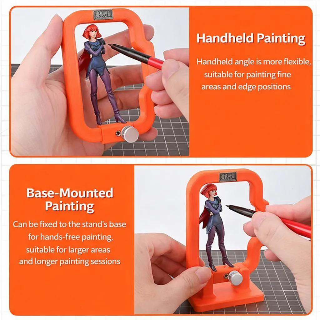 MSWZ 2‑in‑1 Rotatable TS003 Painting Stabilizer Bracket, Handheld Support Stand for Gundam Figure Hobby Model Coloring Work