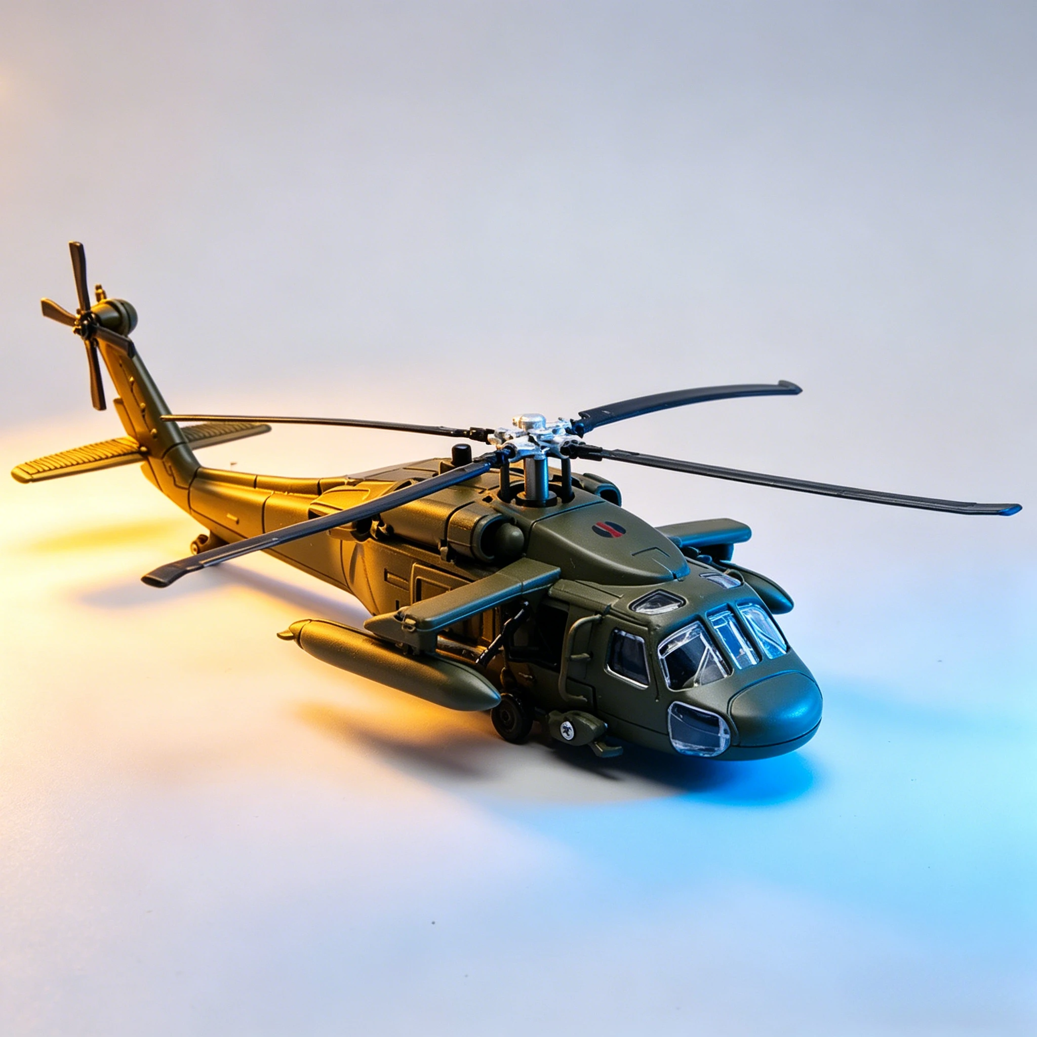 Helicóptero Blackhawk UH-60 em Liga Metálica, Modelo de Brinquedo em Diecast, Simulação de Aeronave Militar com Luzes para Crianças