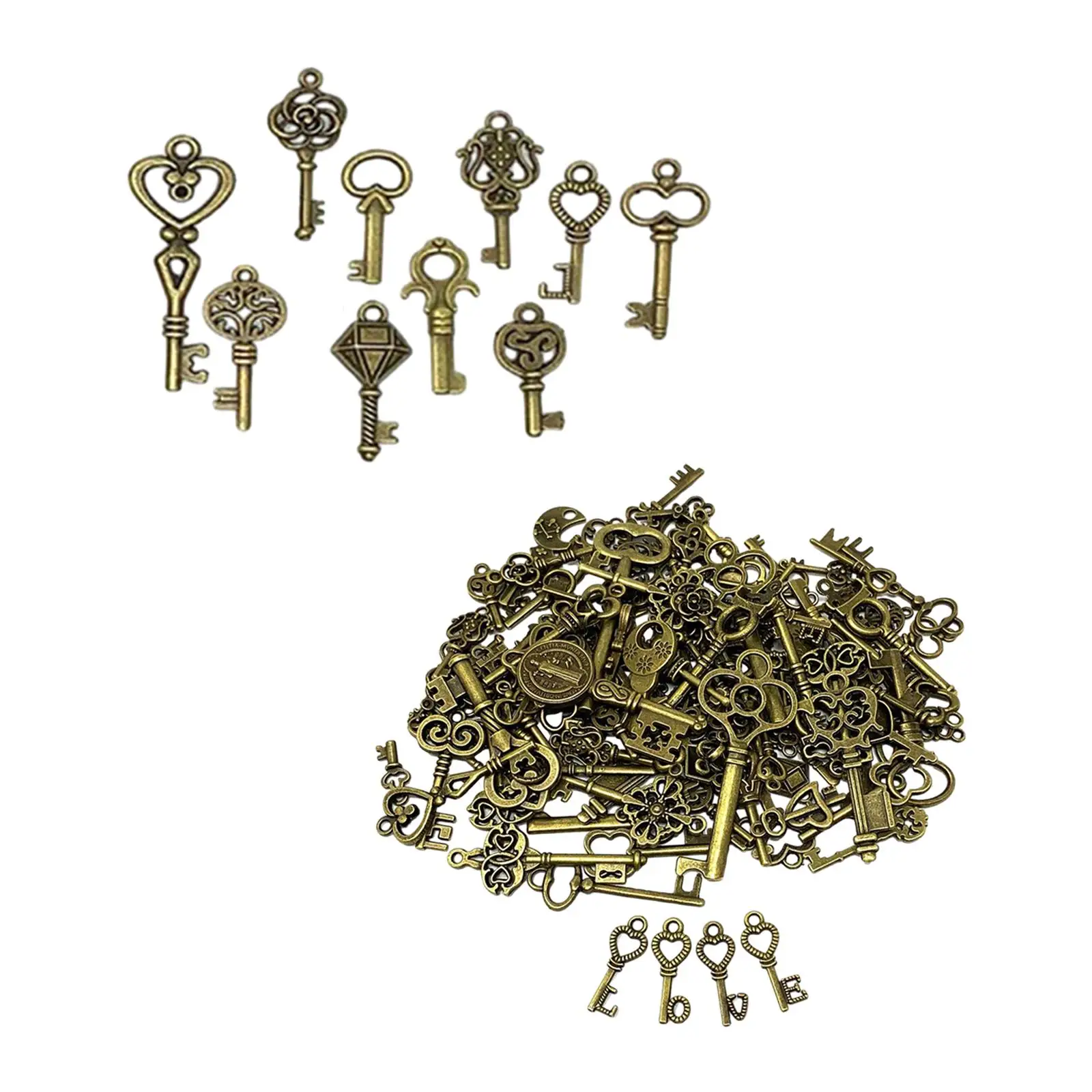 Skeleton Key Charms Alloy Pendants Vintage Key Decoration for Jewelry Making Bracelet DIY Scrapbook Decoration Craft Supplies