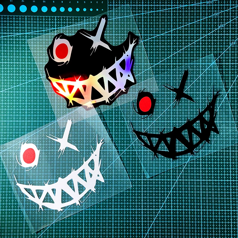 1 قطعة شيطان الوجه المبتسم مقاوم للماء ملصقات السيارات مقاوم للماء للسيارات نافذة الوفير الخلفي الزجاج الأمامي شارات الفينيل زخرفة مضحكة