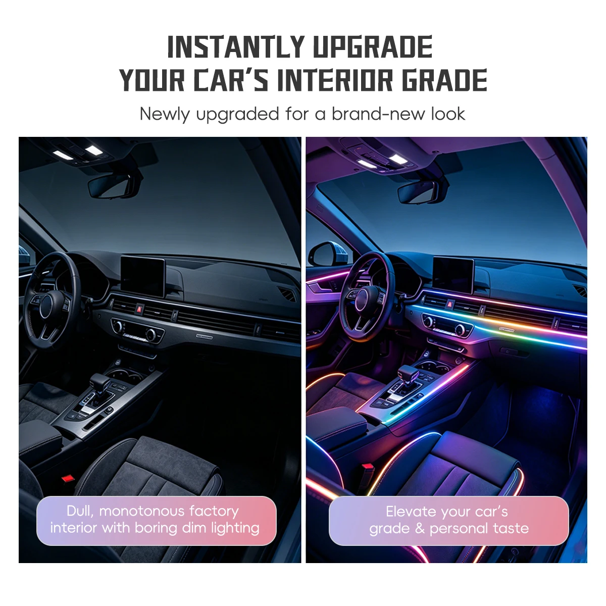 5/6/9/10in1 Symphony Car Ambient Light Interior Acrylic Guide LED Strip Light Cigarette Decoration Atmosphere Lamp APP Control