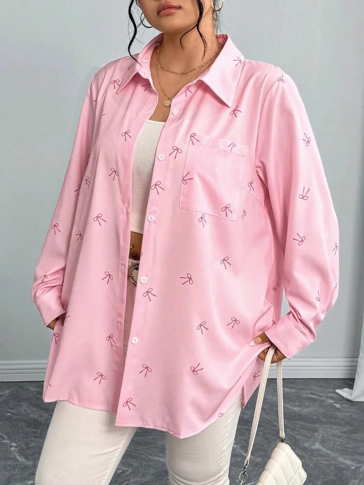 

Women's Plus Size XL-4XL Casual Turn Down Collar Long Sleeve Shirt Sports Outdoor Top Women Clothing Oversized Autumn Winter