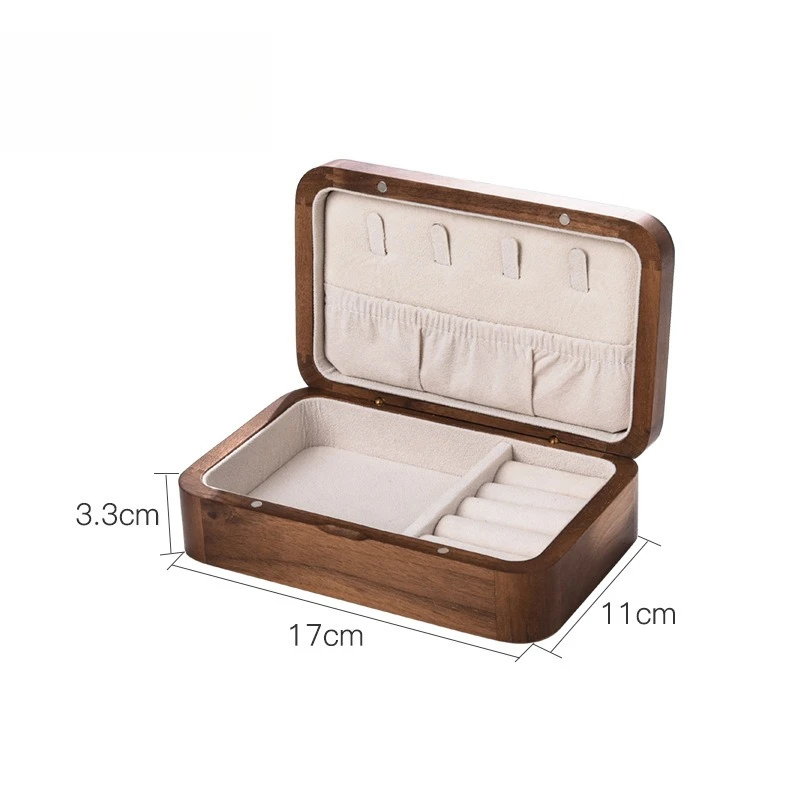 Black Walnut Jewelry Box Solid Wood Necklace Jewelry Storage Box Wooden Earrings Creative Storage High-end Jewelry Box