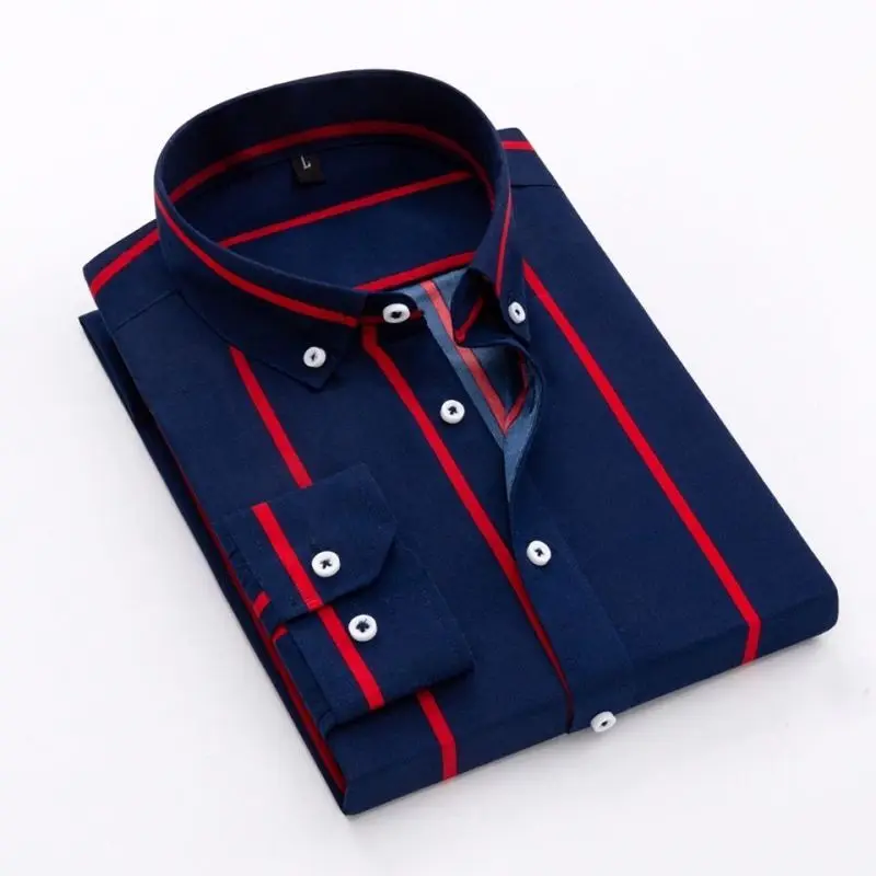 Business Casual Turn-down Collar Shirts Button Spring Man Summer Thin Striped Temperament Fashion Formal New Men's Clothing 2023