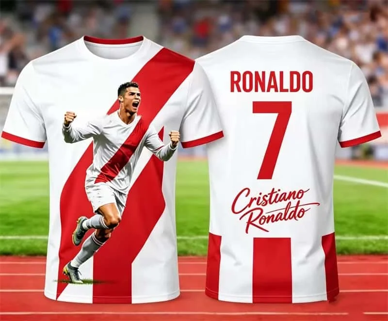 2026 Summer New Portugal # Ronaldo No.7 # Men's and Women's Large Speed Dry Outdoor Sports Short Sleeved T-shirt Kids