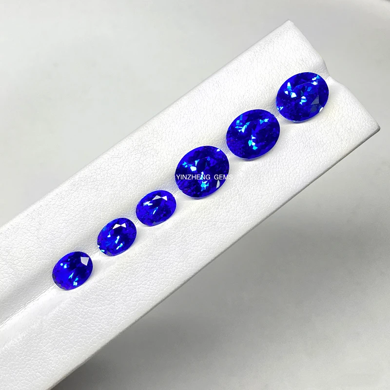 Lab grown Cobalt Spinel Loose gemstone oval cut shape Synthetic gem for Jewelry making material