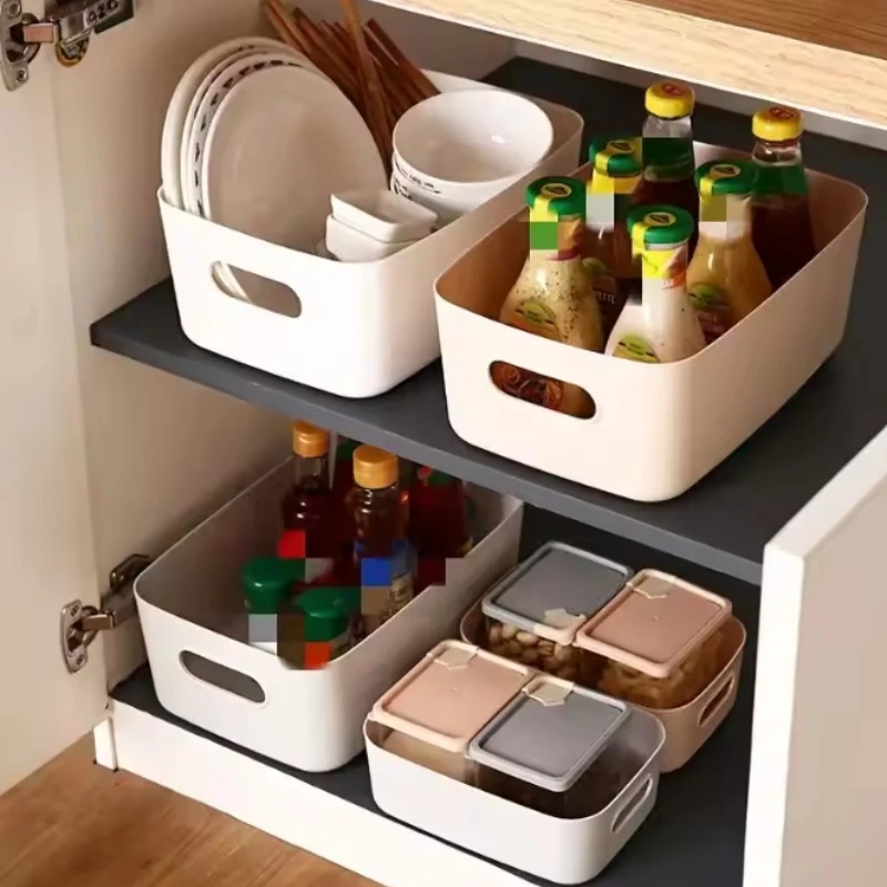 5/10 قطعة صندوق تخزين ذو سعة كبيرة، سلة تخزين ألعاب بلاستيكية منزلية، وجبات خفيفة وأشياء متنوعة، تخزين سطح المكتب #5