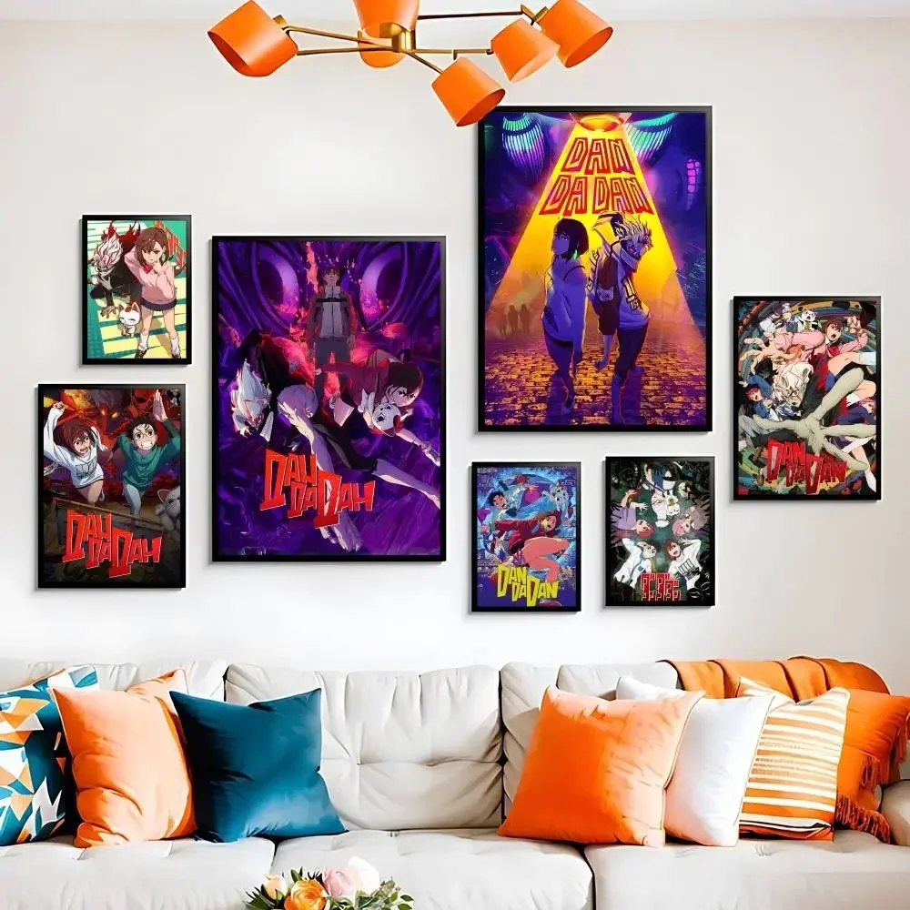 Anime Cartoon D-Dandadan Hochwertiges Druckposter, wasserdichte Wandkunst, Filmposter für Wohnzimmer, Schlafzimmer, Retro-Raumdekoration, Geschenk