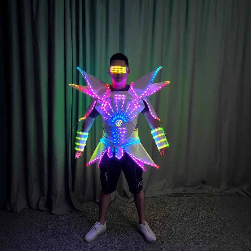 Spettacolo ragazza Costume Abito da festa Completo da concerto Costume da spettacolo per feste EventLED Telecomando Fantasia Costume incandescente Alien Armor Sui