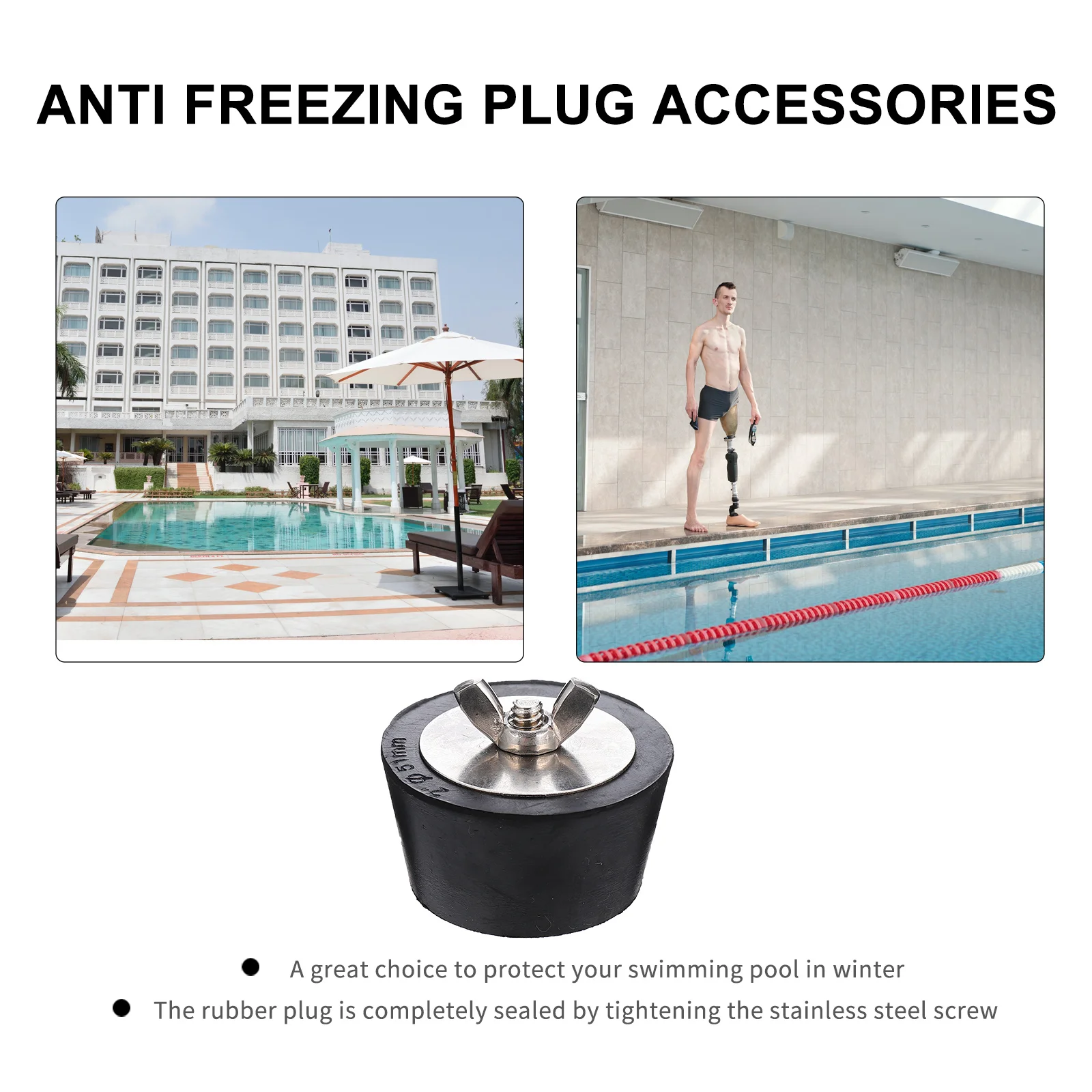 

2Pcs Winterizing Plug Size 51mm Stainless Steel Screw Seal Protect Pool Return Line Frost Damage Winter Expansion Plug