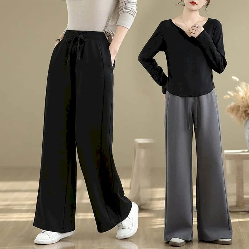 Pantalon sportif à jambes droites, décontracté, taille élastique, survêtement Vintage avec cordon de serrage, Style coréen, Streetwear, vêtements pour femmes