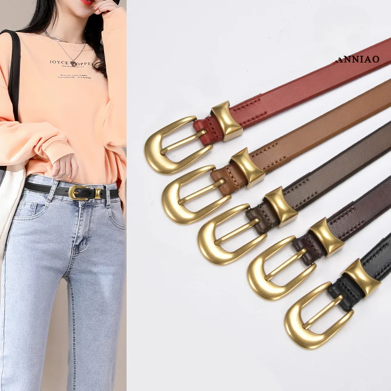 Echtes Leder Gürtel frauen High-grade Gold Vintage Taste Kuh Leder Top Gürtel mit Dekorative Jeans Mantel Anzug luxus Gürtel