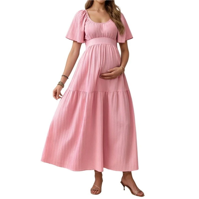 abtj-women-maternity-maxi-dress-textured-fabric-square-neck-flowy-waist-dress-for-photoshoot