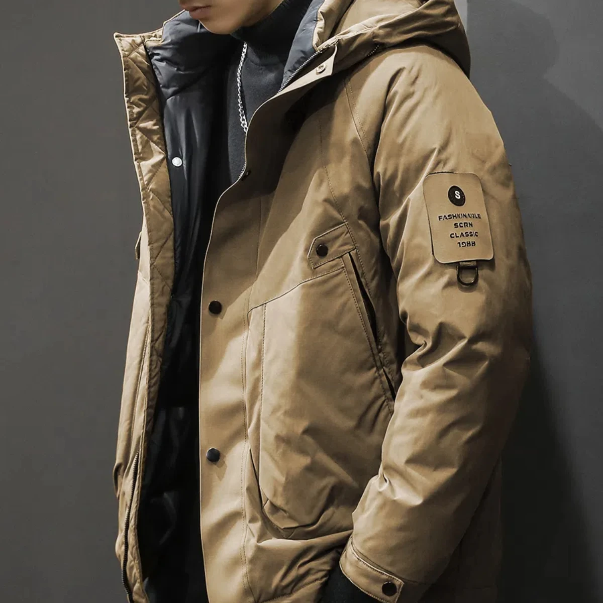 

White Duck Down Three Proof Jacket Men Fall Winter Loose Thick Warm Coat Oudoor Trekking Ski Stormsuit Travel Windbreaker